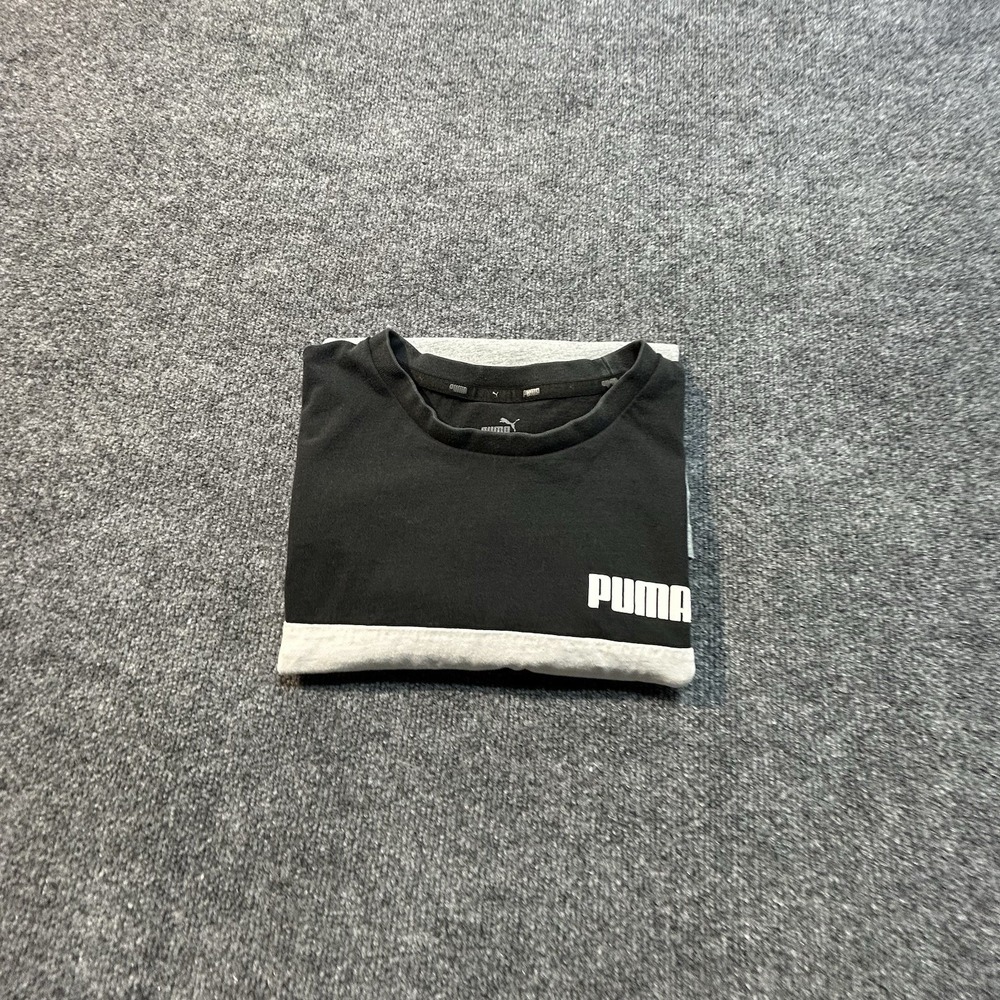 Puma Mens T-Shirt Black White Gray Block Logo L - Picture 8 of 9